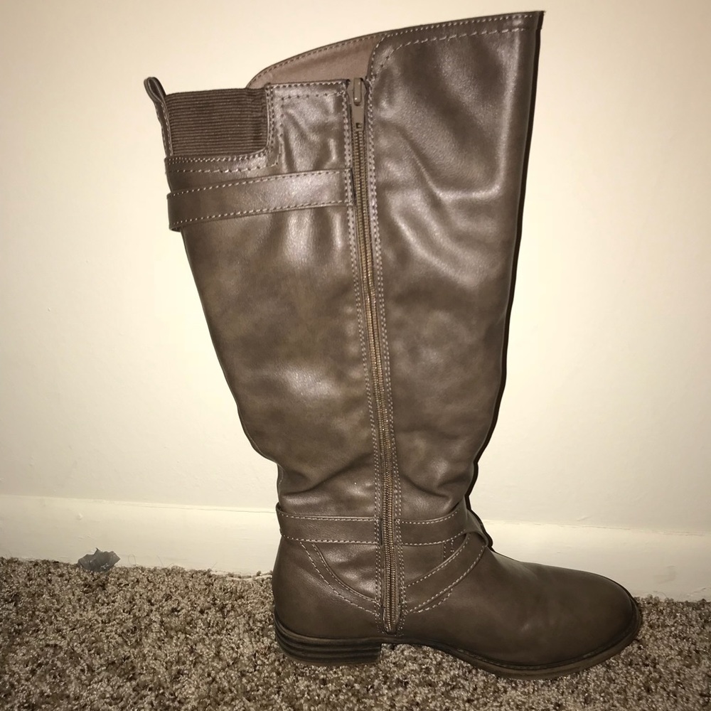 Wide Calf Taupe Riding Boots